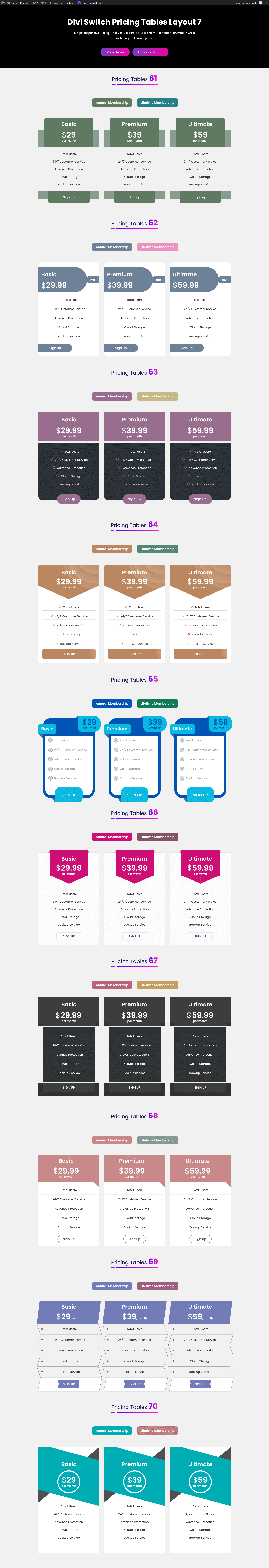 Divi Switch Pricing Tables Sections Layout 7