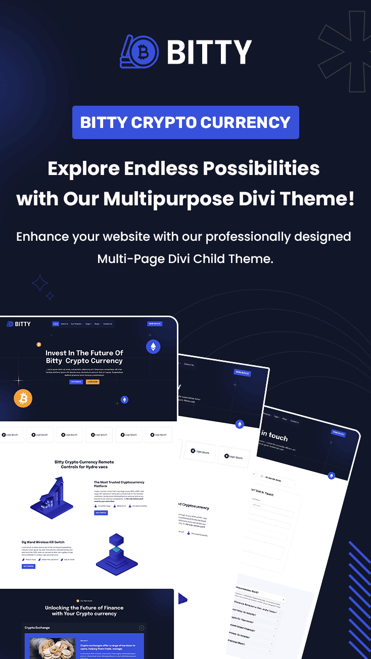 Bitty – Crypto Currency Divi Child Theme | Divi Child Themes